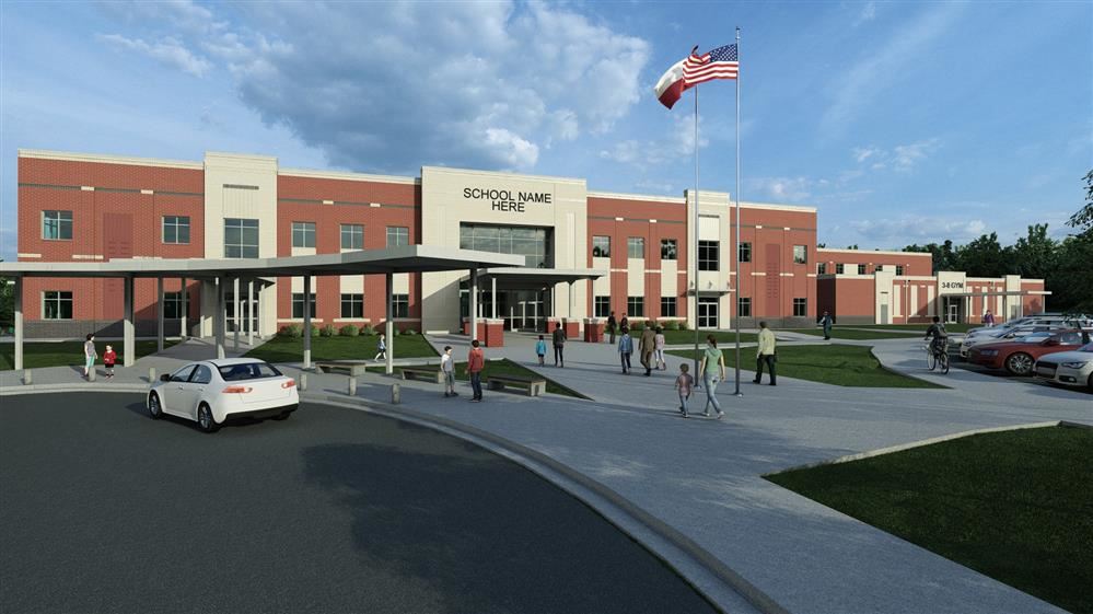 front visual rendering of 3-8 school